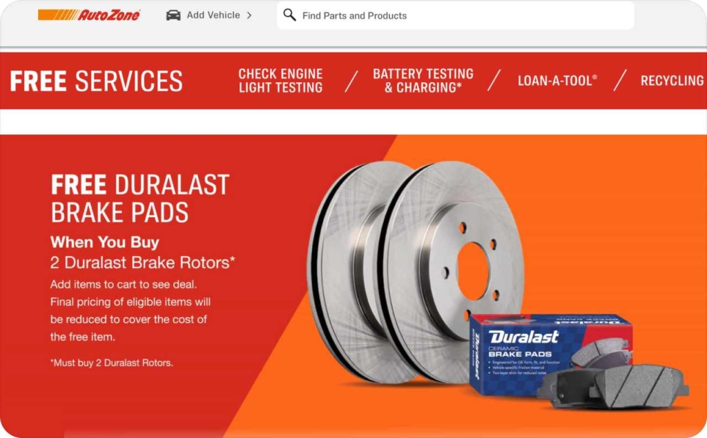 AutoZone landing page