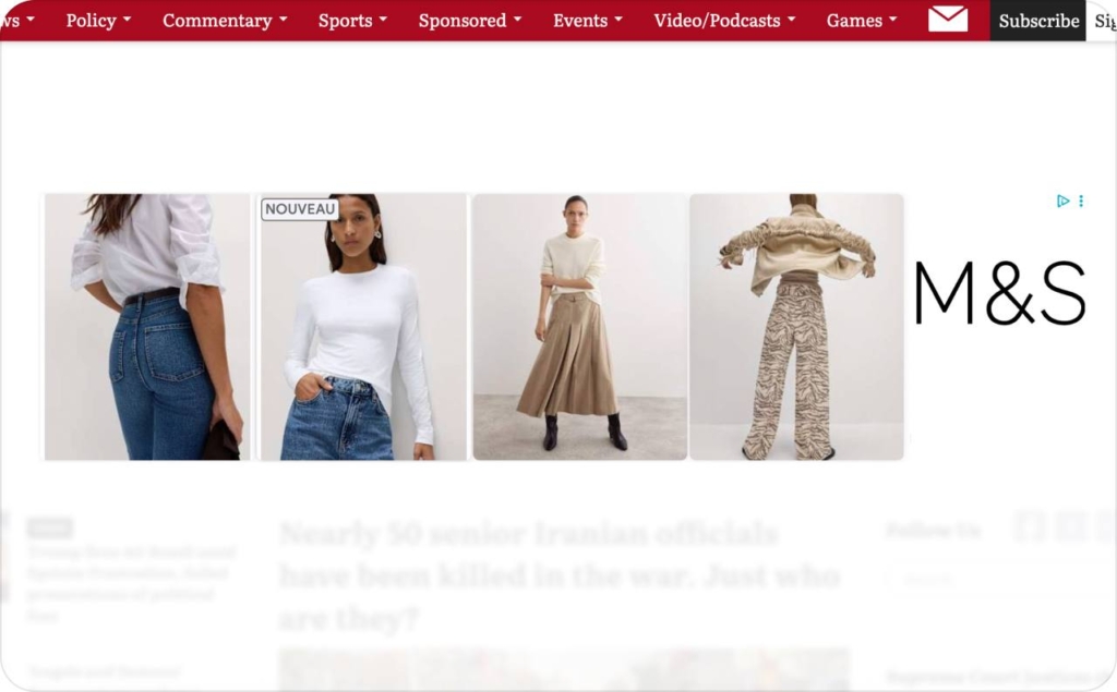 Washington Times banner ad example