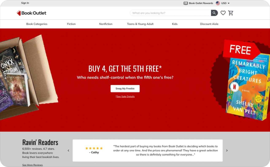 Book Outlet landing page