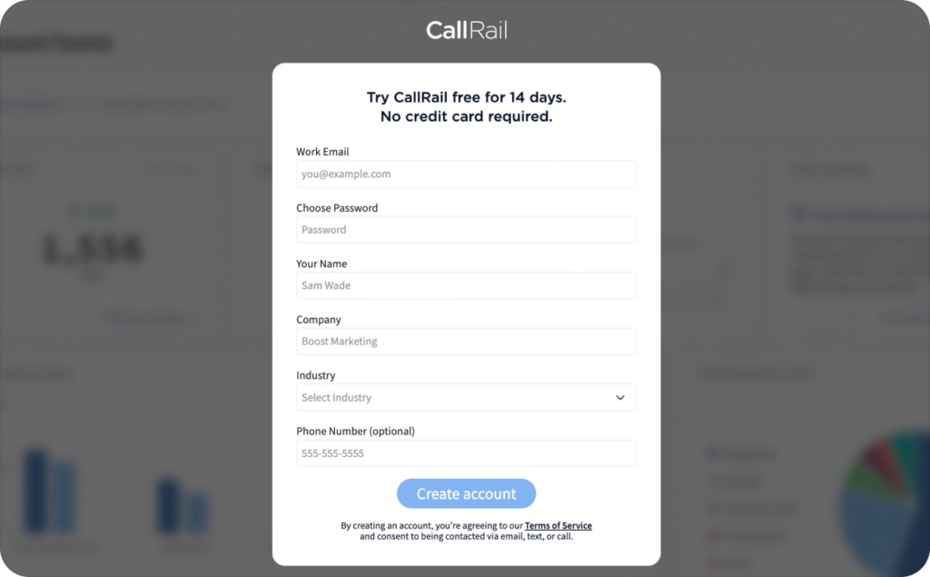 CallRail landing page
