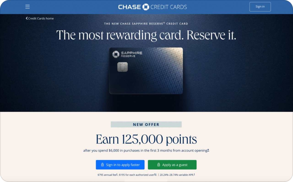 Chase Bank landing page