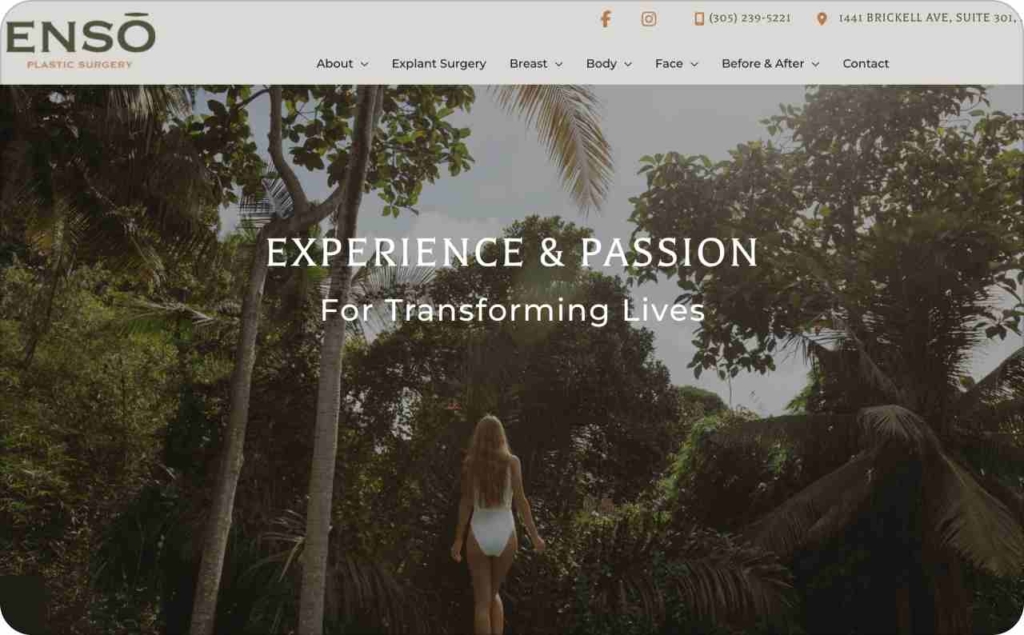 Enso Plastic Surgery landing page