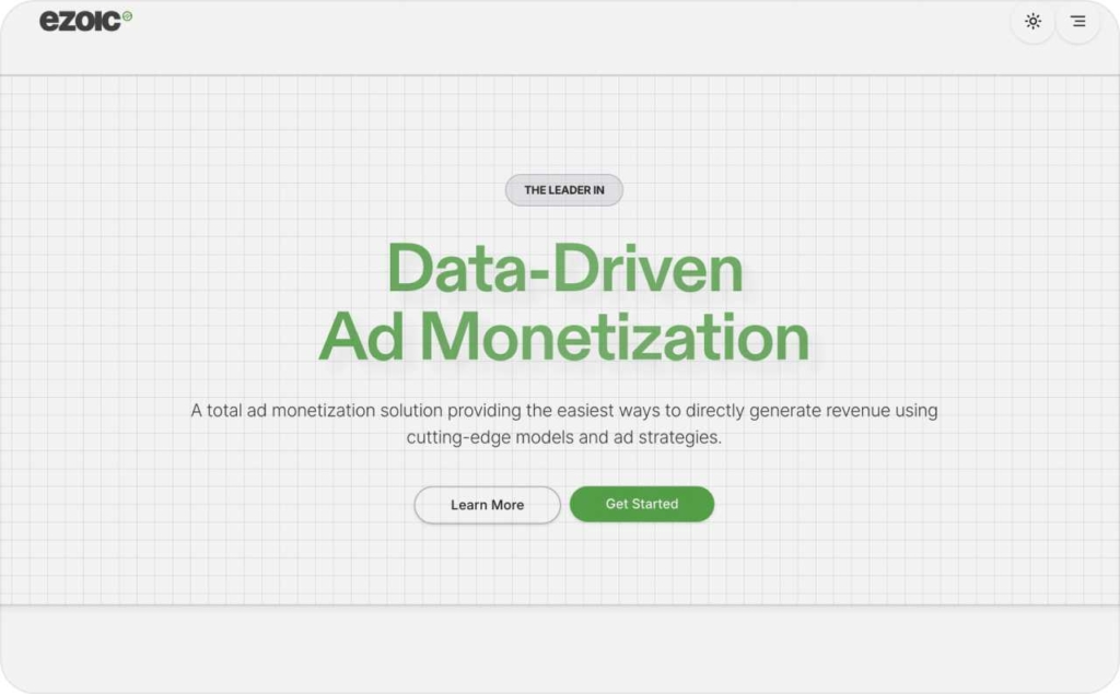 Ezoic landing page