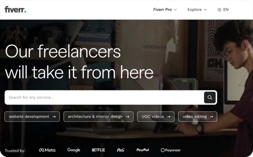 Fiverr landing page