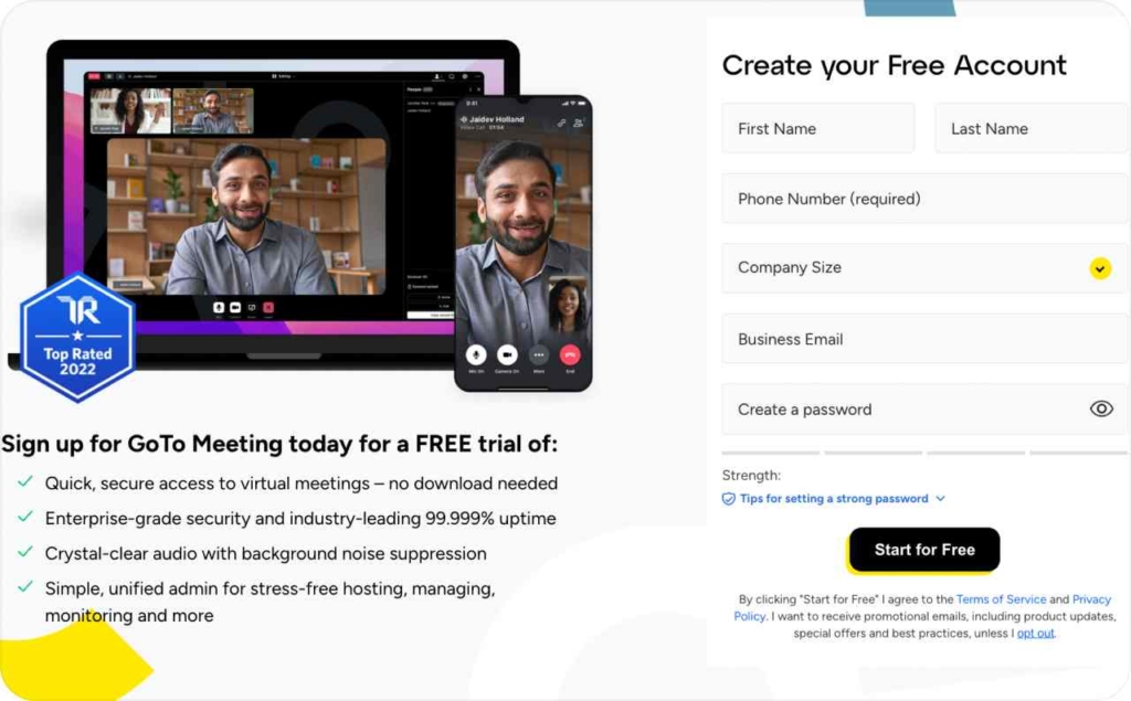 GoToMeeting landing page