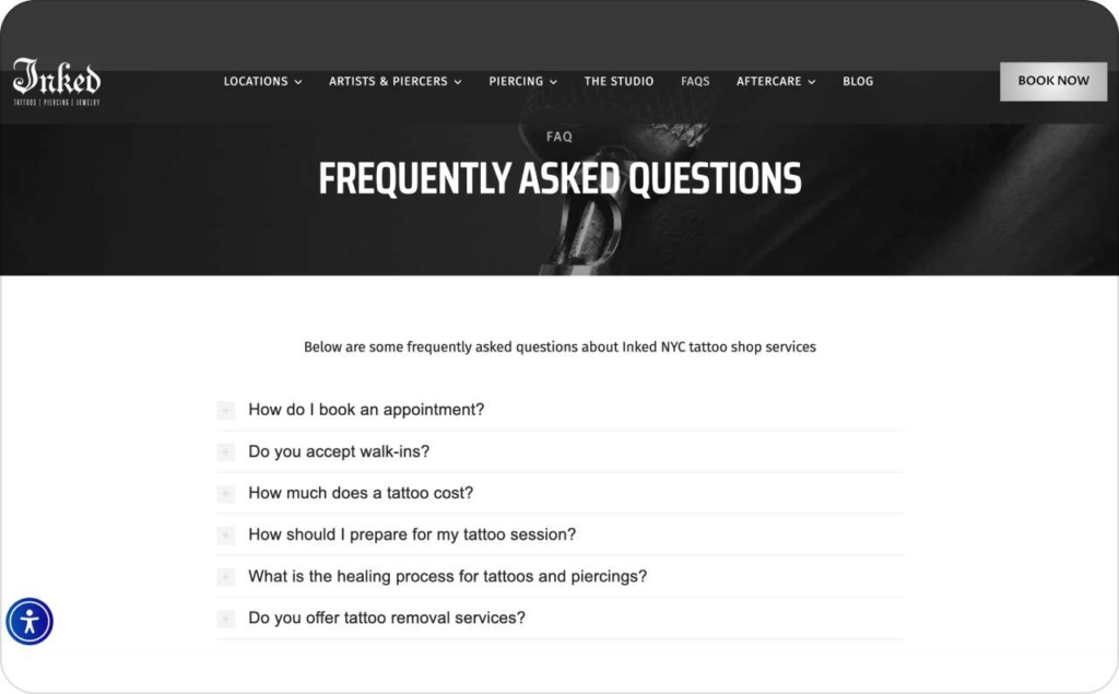 Inked FAQ section