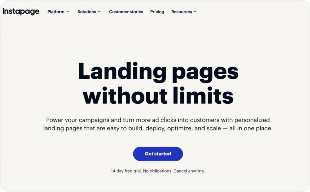 Instapage landing page