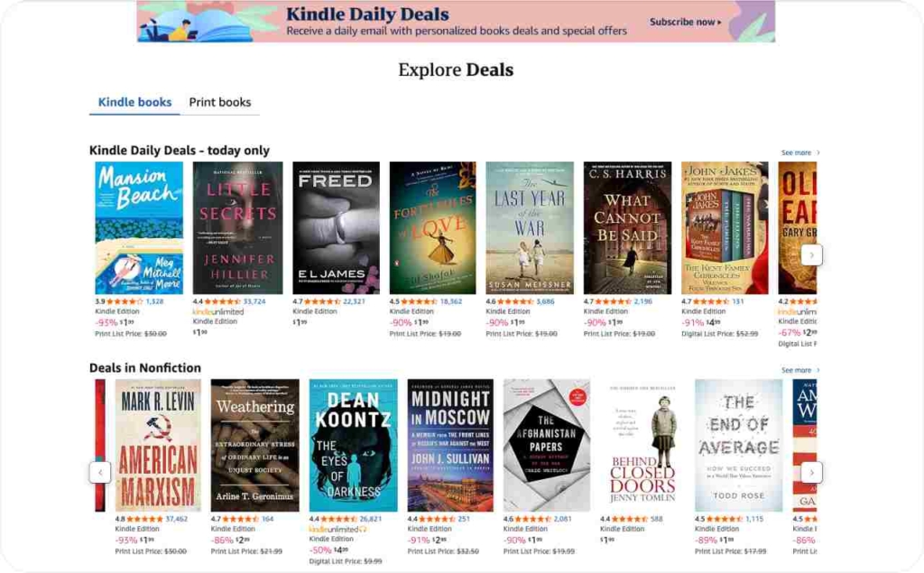 Kindle Daily Deals on Amazon
