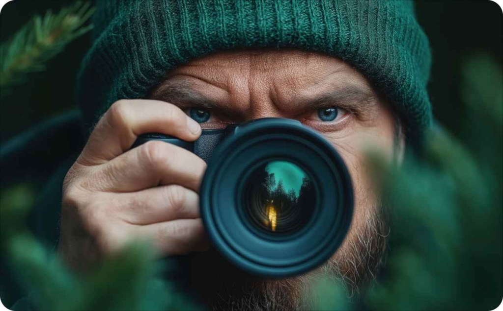 Photographer taking a close-up photo
