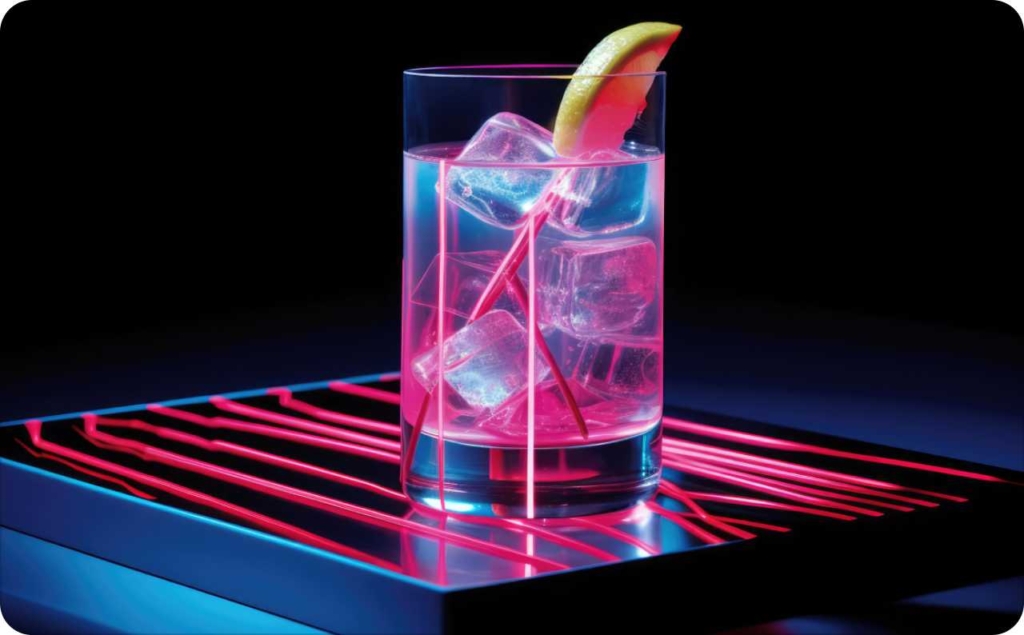 Digital image of cocktail with neon lights