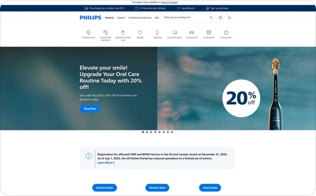Philips landing page