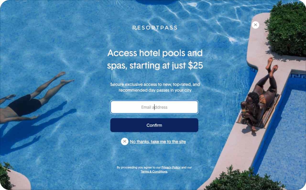 ResortPass landing page