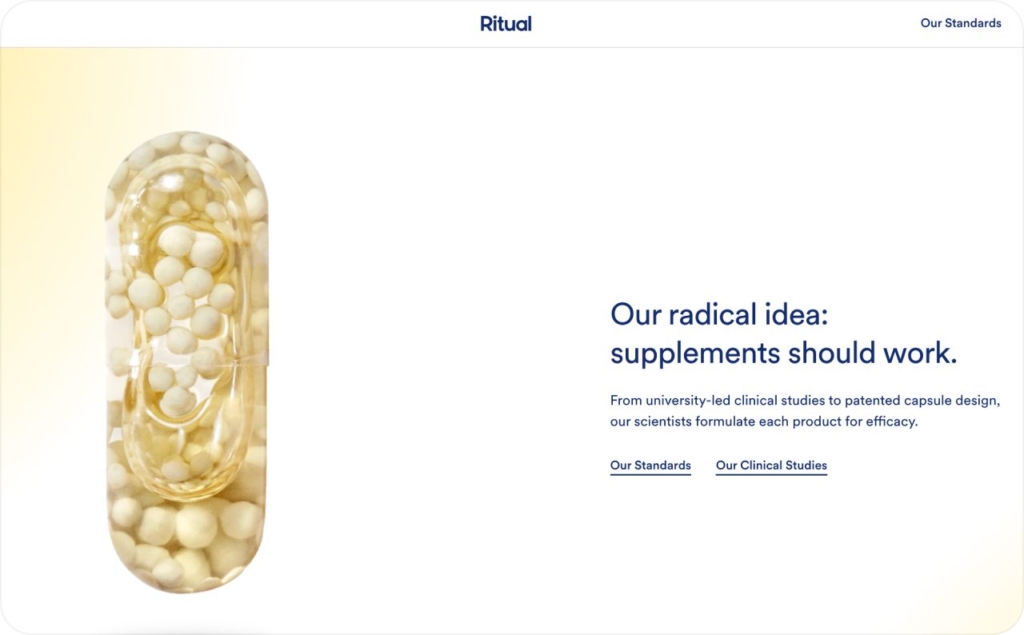 Landing page of Ritual