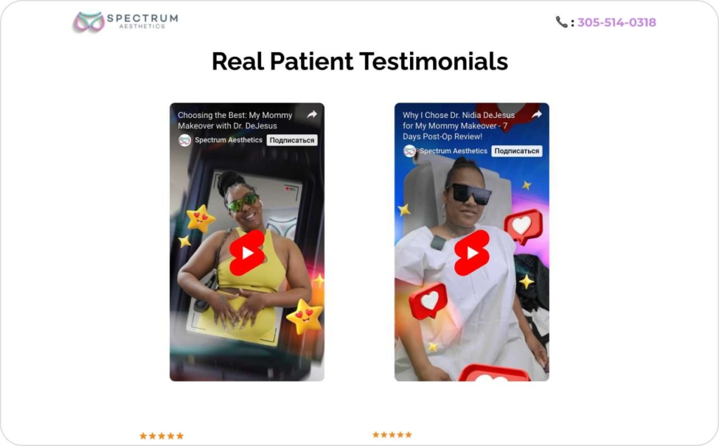Spectrum Aesthetics landing page