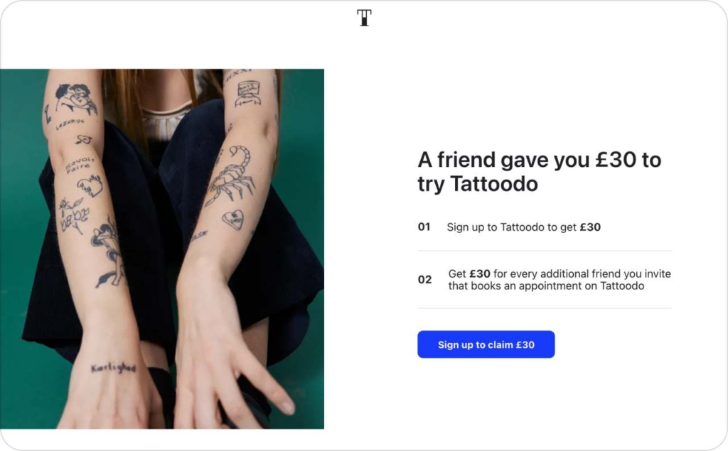 Tattoodo referral program 