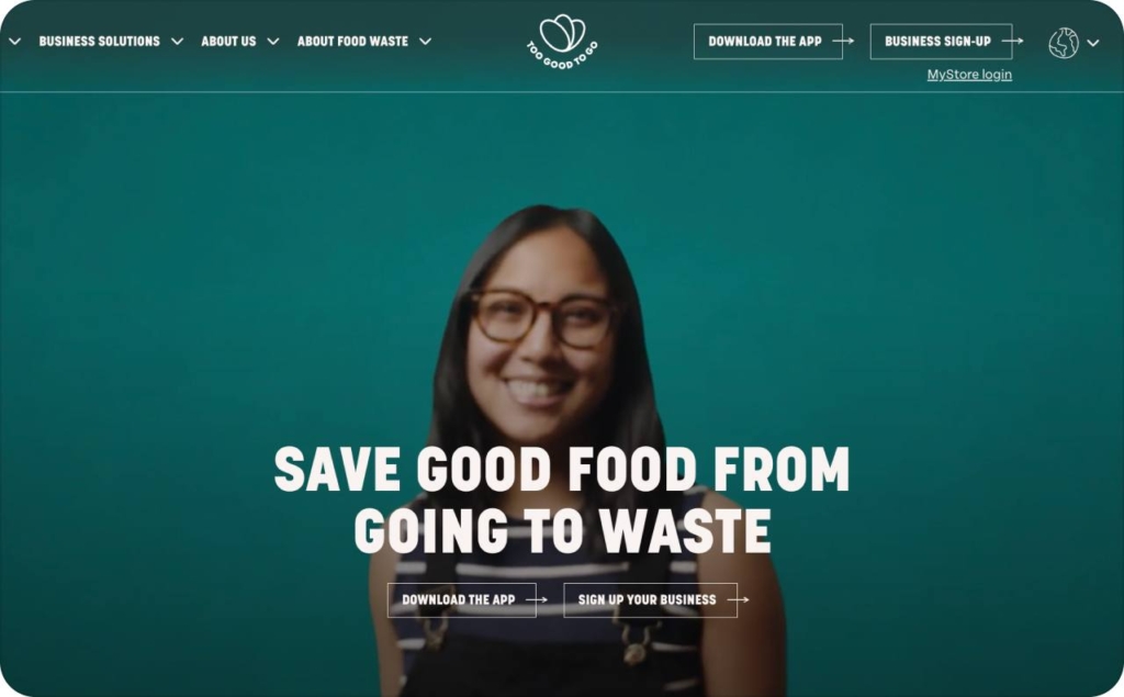 Landing page of Too Good To Go