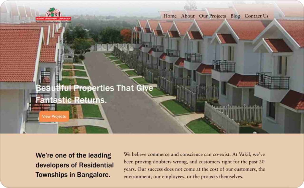 Vakil Housing landing page