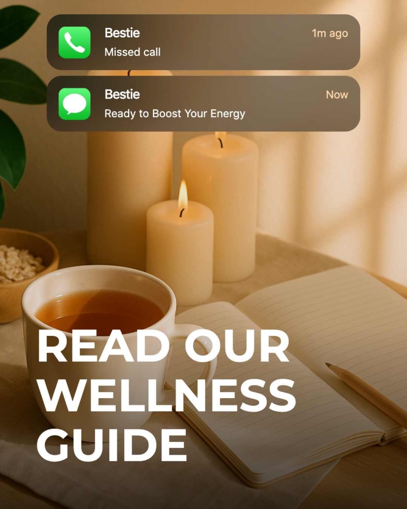 Zeely AI ad portraying candles, journal and a cup of tea