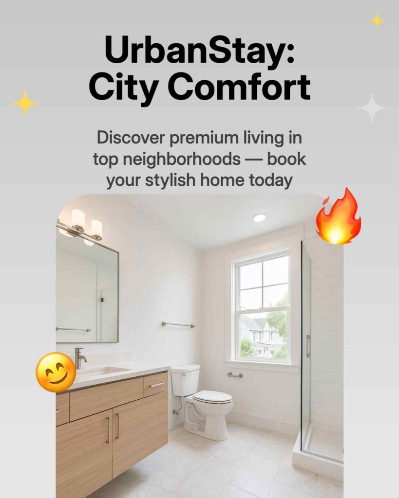 Zeely AI rental ad portraying modern bathroom