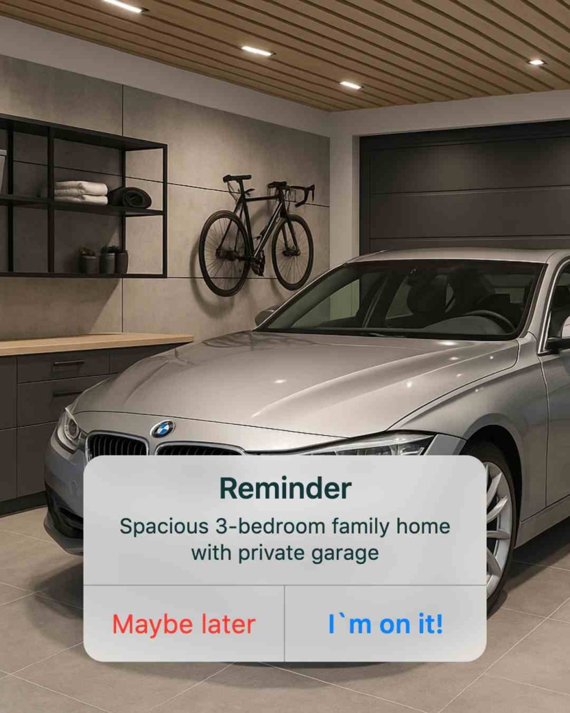 Zeely AI rental ad portraying private garage