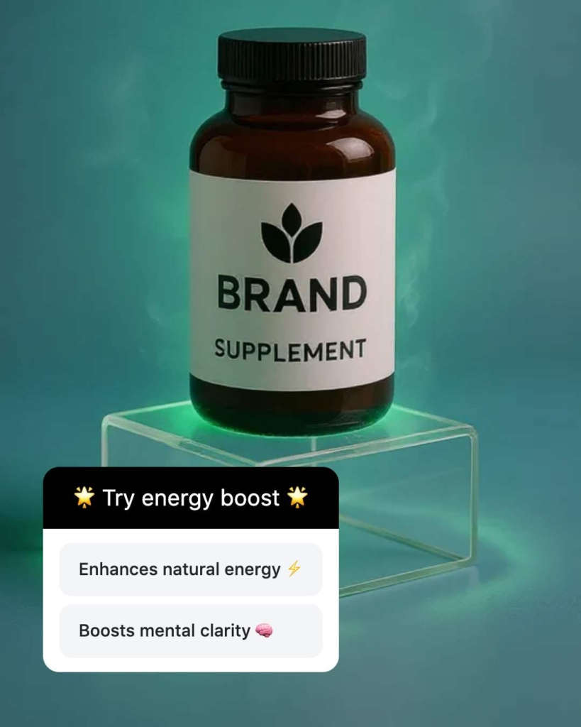 Zeely AI ad portraying a pack of supplement 