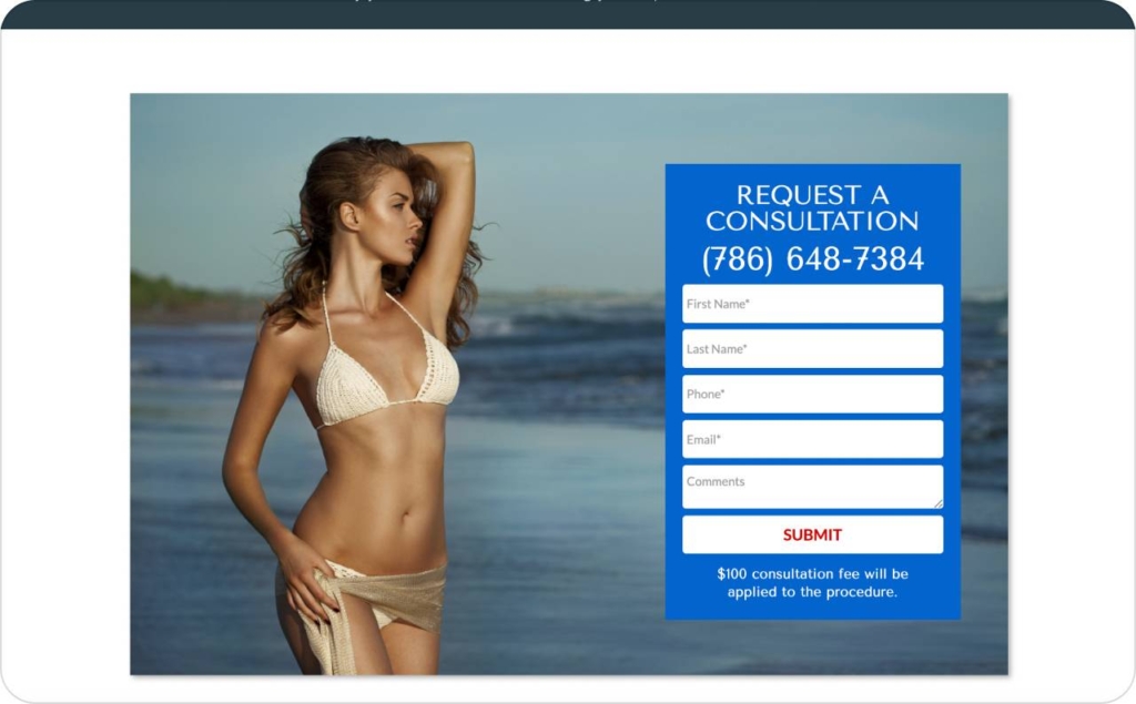 Zuri Plastic Surgery landing page