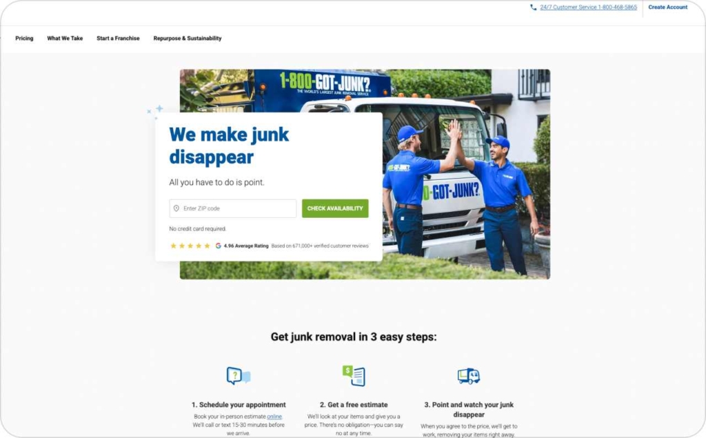 1-800-GOT-JUNK landing page
