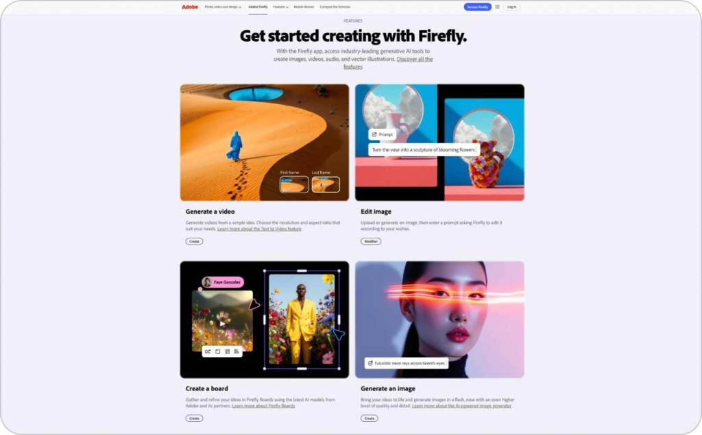 Adobe Express + Firefly landing page screenshot