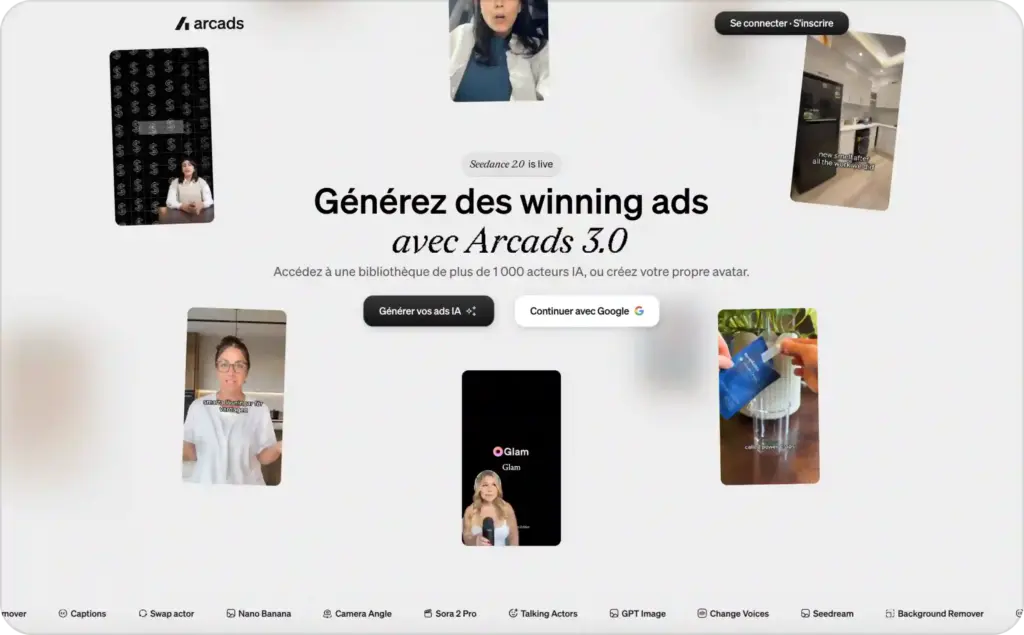 Arcads landing page