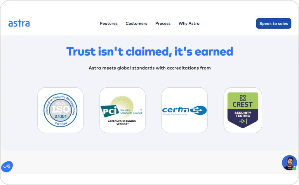 Astra's certifications