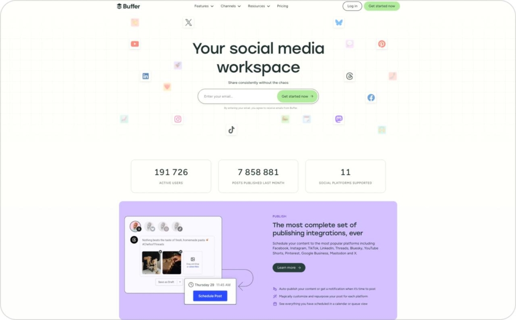 Buffer landing page screenshot
