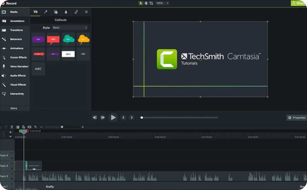Camtasia interface screenshot 