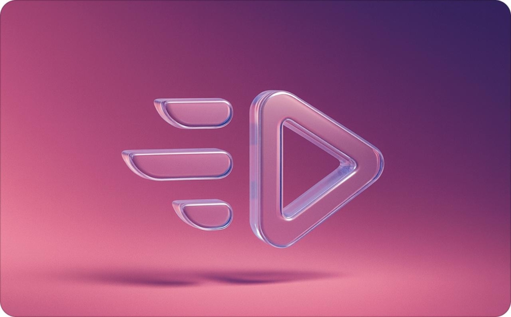 A futuristic 3D play-button Creatify logo with motion lines on a pink and purple gradient background, symbolizing fast content creation tools and modern Creatify alternatives.