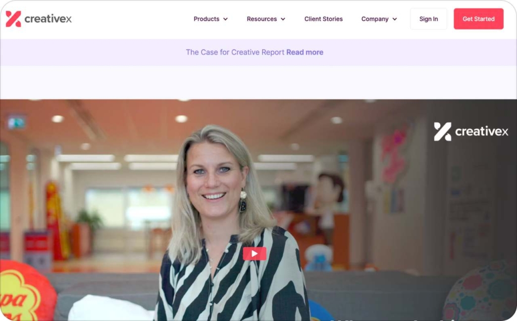 Creative X landing page screenshot