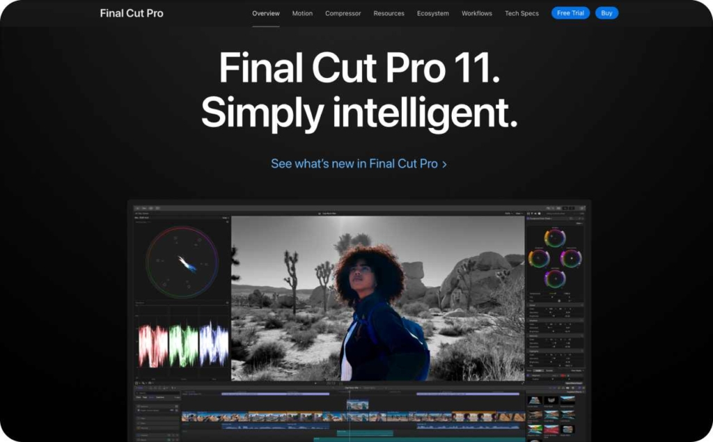 Final Cut Pro landing page screenshot