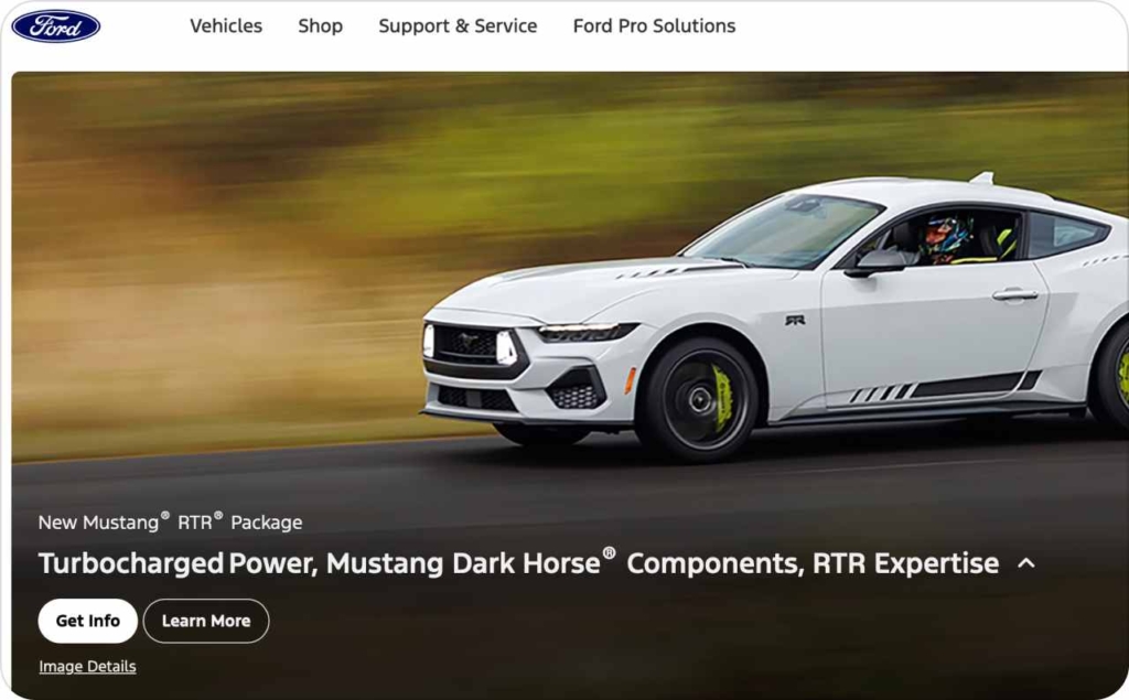 Ford landing page screenshot