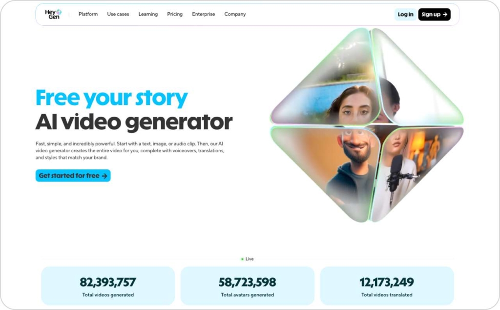 HeyGen landing page screenshot