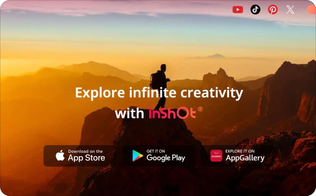 InShot landing page screenshot