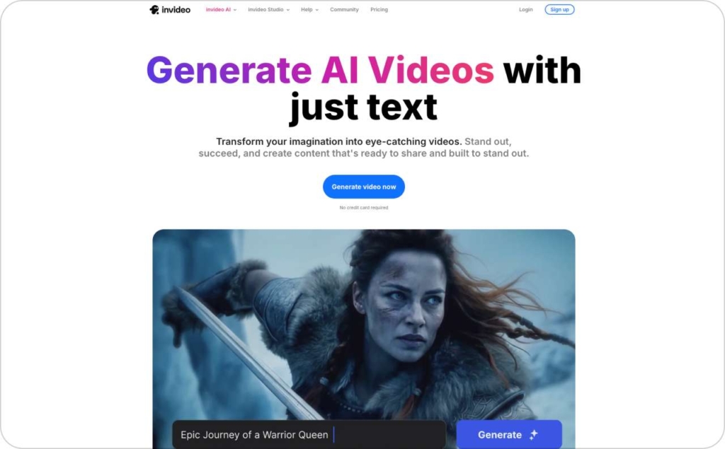 InVideo landing page screenshot