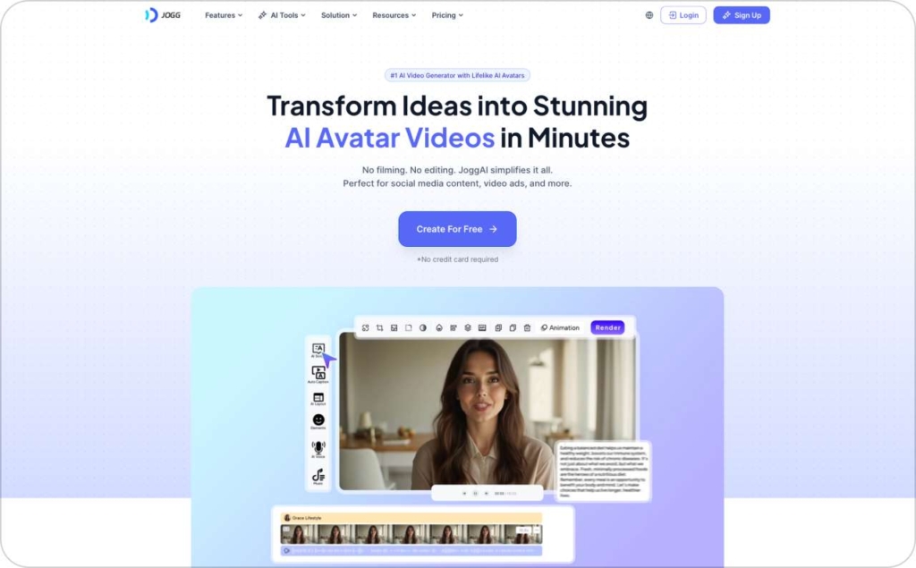 JoggAI landing page screenshot