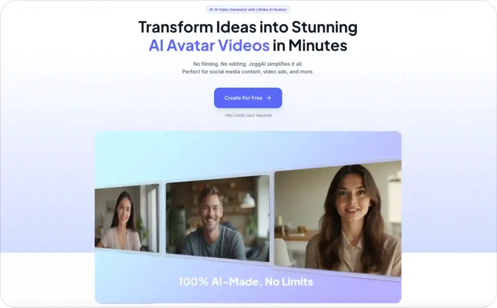 JoggAI landing page