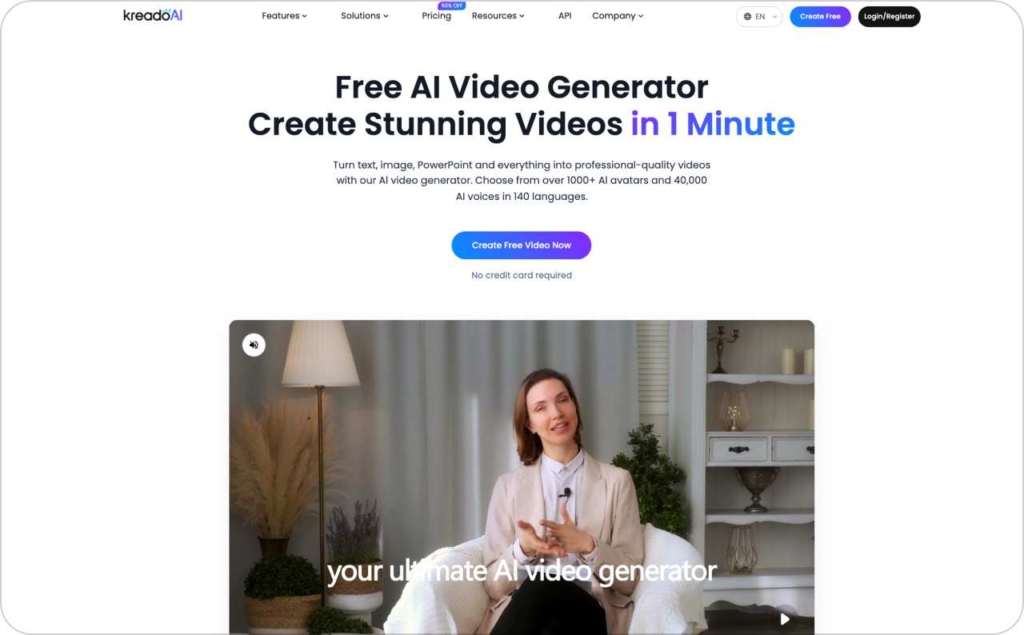 KreadoAI landing page screenshot