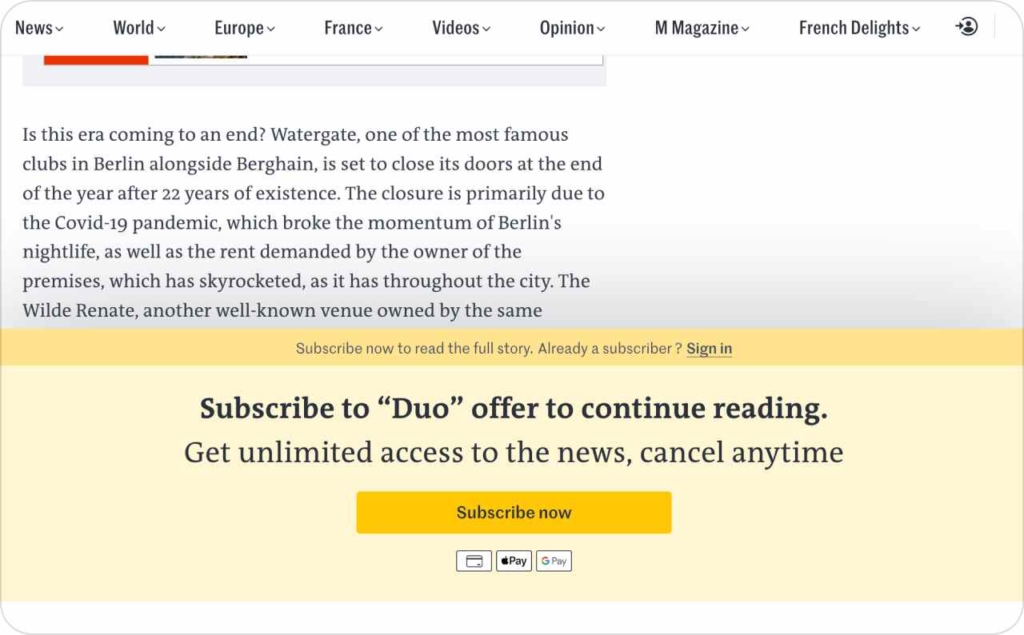 Le Monde locked article example
