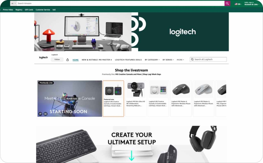 Logitech ad on Amazon 