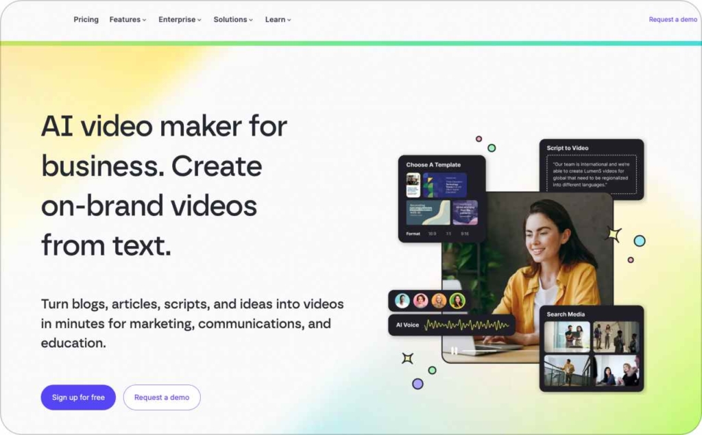 Lumen5 landing page screenshot