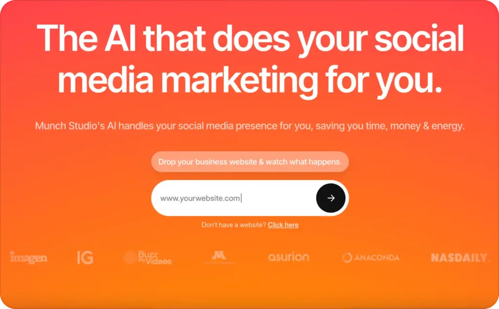 Munch Studio landing page