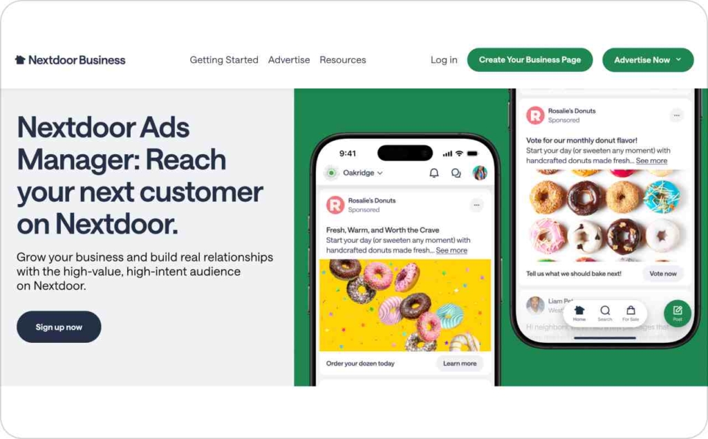 Nextdoor Ads Manager landing page