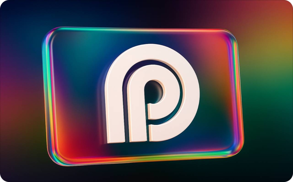 3D logo of Opus in white on a glossy, rounded rectangular background with a vibrant gradient of green, red, and blue tones.