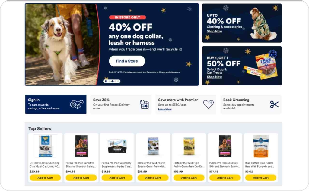 Petco landing page