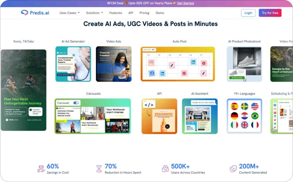 Predis.ai landing page screenshot